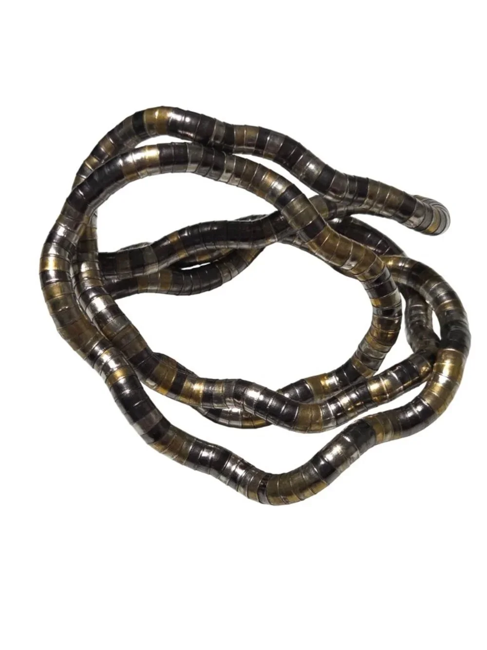 Bendable Poseable Metallic Necklace Gold Silver Tone Circular Discs Statement